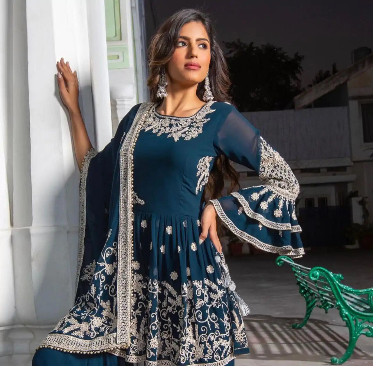 NSR 772 Blue Color Georgette Embroidery Heavy Moti Lace Salwar Suit Casual, Party Festive, Events Etc. Expected Delivery 4-6 Working Days @1999/- | Jump Suits, Salwar suit, Designer Suits, Casual Suits, Creative suits, Palazzo Suits, Party Wear Suits, Patiala Suits, Straight Suits