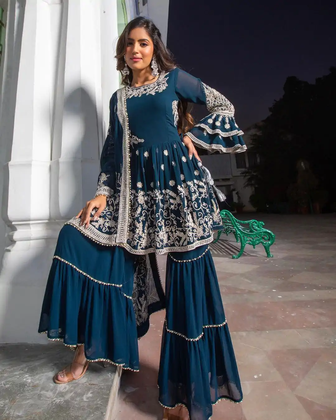 NSR 772 Blue Color Georgette Embroidery Heavy Moti Lace Salwar Suit Casual, Party Festive, Events Etc. Expected Delivery 4-6 Working Days @1999/- | Jump Suits, Salwar suit, Designer Suits, Casual Suits, Creative suits, Palazzo Suits, Party Wear Suits, Patiala Suits, Straight Suits
