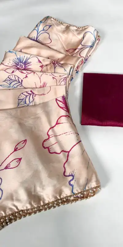 YNF 7028 Cream Color Satin Silk Floral Printed Lace Border Work Saree Casual Party Wear, Wedding, Events Etc. Expected Delivery 4-6 Working Days @1599/- | Sarees, Bollywood Sarees, Creative Sarees, Designer Sarees, Embroidered Sarees, Ethnic Saree, Modern Digital sarees, Party Wear Sarees