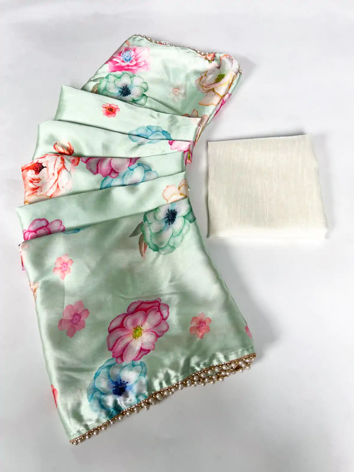 YNF 7028 Pista Color Satin Silk Floral Printed Lace Border Work Saree Casual Party Wear, Wedding, Events Etc. Expected Delivery 4-6 Working Days @1599/- | Sarees, Bollywood Sarees, Creative Sarees, Designer Sarees, Embroidered Sarees, Ethnic Saree, Modern Digital sarees, Party Wear Sarees