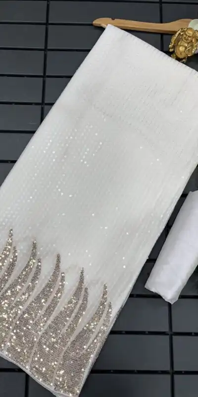 DF 3405 White Full Saree Of Heavy Quality 60 Gram Georgette Saree Casual, Party Wear, Wedding, Events Etc Delivery Expected.4-6 Working Days 1799/- | Sarees, Bollywood Sarees, Creative Sarees, Designer Sarees, Embroidered Sarees, Ethnic Saree, Modern Digital sarees, Party Wear Sarees