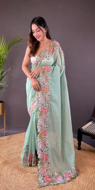 BT 3117 Light Green Color Soft Glossy Silk Embroidery Saree Casual, Party Wear, Traditional Wear, Wedding Wear, Events Etc.@1999/- | Sarees, Bollywood Sarees, Creative Sarees, Designer Sarees, Ethnic Saree, Modern Digital sarees, Party Wear Sarees