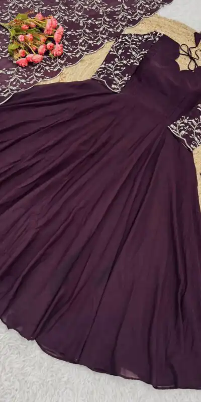 SRK 5190 Maroon Color Georgette Embroidery Anarkali Suit Wedding, Party, Festive, Events Expected Delivery 4-6 Working Days @ 1949/- | Anarkali Suits, Bollywood Anarkali, Creative-Anarkali, Designer Anarkali, Embroidered Anarkali, Party Wear Anarkali, Straight Suits