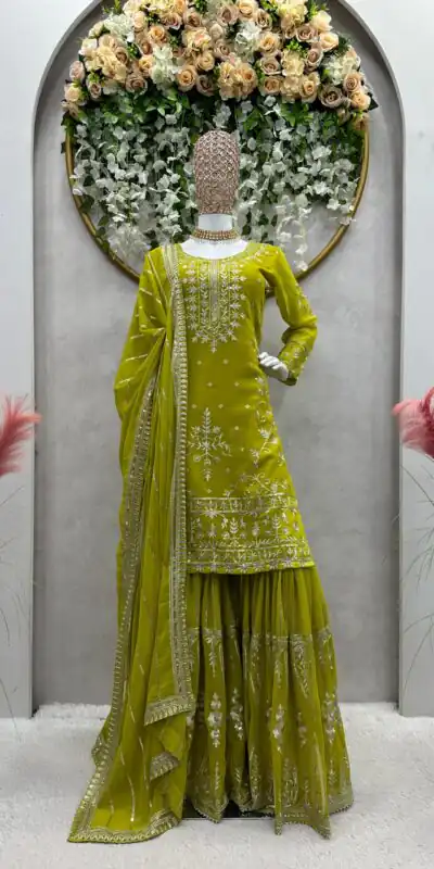 RTC 5723 Mehndi Color Georgette Thread Sequence Salwar Suit Wedding, Party, Festive, Events Etc. Expected Delivery 4-6 Working Days @2549/- | Jump Suits, Salwar suit, Designer Suits, Casual Suits, Creative suits, Palazzo Suits, Party Wear Suits, Patiala Suits, Straight Suits