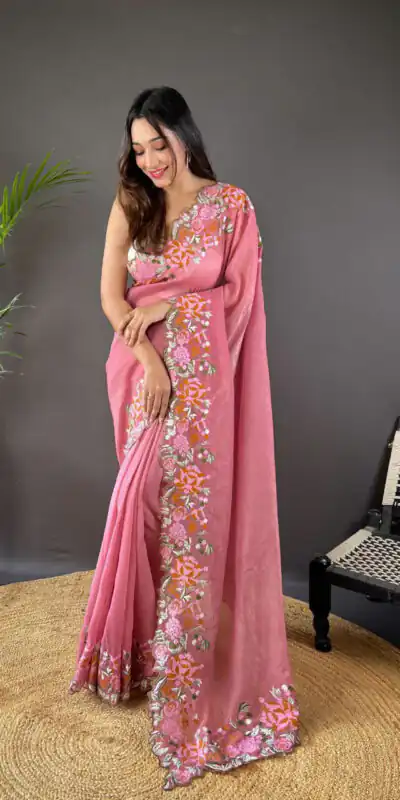 BT 3117 Pink Color Soft Glossy Silk Embroidery Saree Casual, Party Wear, Traditional Wear, Wedding Wear, Events Etc.@1999/- | Sarees, Bollywood Sarees, Creative Sarees, Designer Sarees, Ethnic Saree, Modern Digital sarees, Party Wear Sarees