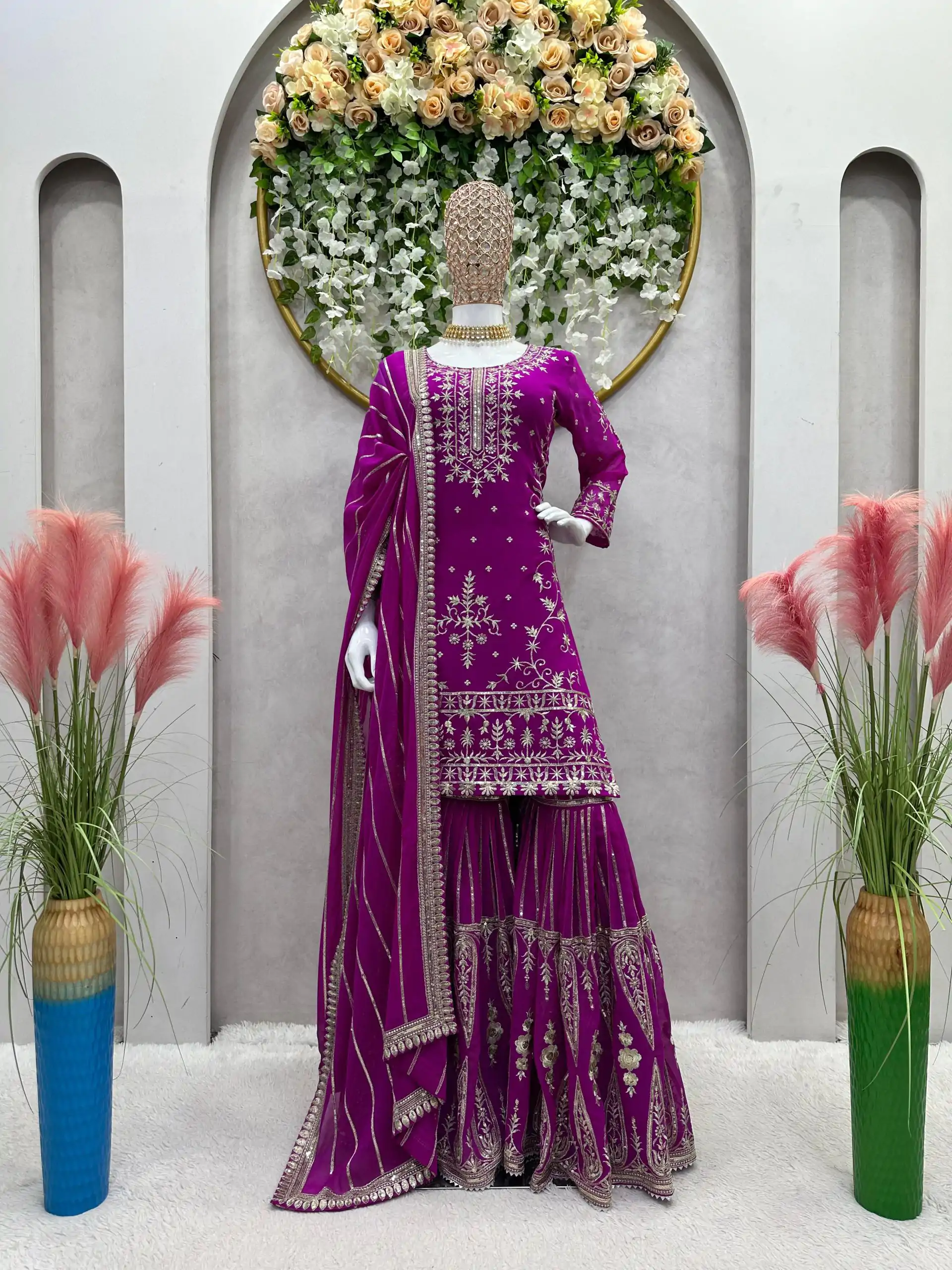 RTC 5723 Purple Color Georgette Thread Sequence Salwar Suit Wedding, Party, Festive, Events Etc. Expected Delivery 4-6 Working Days @2549/- | Jump Suits, Salwar suit, Designer Suits, Casual Suits, Creative suits, Palazzo Suits, Party Wear Suits, Patiala Suits, Straight Suits