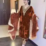 AD 134 Brown Color Heavy Pure Viscose Velvet Embroidery Sharara Suit Wedding, Party, Festive, Events Etc. Expected Delivery  4-6 Working Days @2099/- | Jump Suits, Salwar suit, Designer Suits, Casual Suits, Creative suits, Palazzo Suits, Party Wear Suits, Patiala Suits, Straight Suits