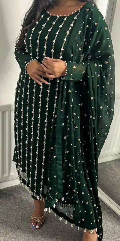 RTC 5731 Green Color Georgette Thread Rivet Moti Salwar Suit Casual, Wedding, Party, Festive, Events. Expected Delivery 4-6 Working Days @2449/- | Kurti, Bollywood Kurti, Creative Kurtis, Designer Kurti, Party Wear Kurti, Selfie Kurti