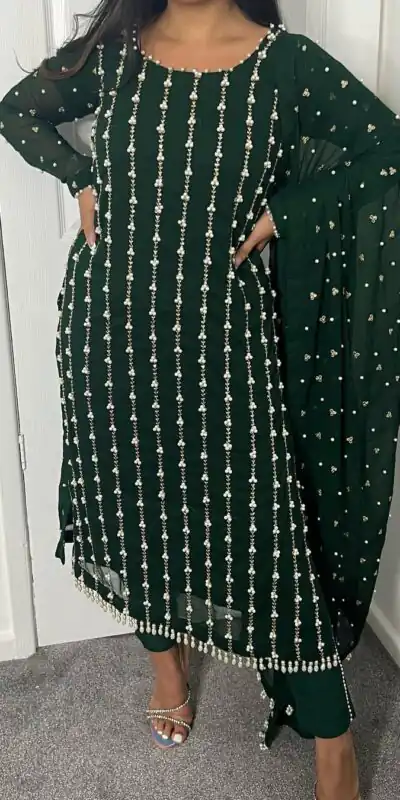 RTC 5731 Green Color Georgette Thread Rivet Moti Salwar Suit Casual, Wedding, Party, Festive, Events. Expected Delivery 4-6 Working Days @2449/- | Kurti, Bollywood Kurti, Creative Kurtis, Designer Kurti, Party Wear Kurti, Selfie Kurti