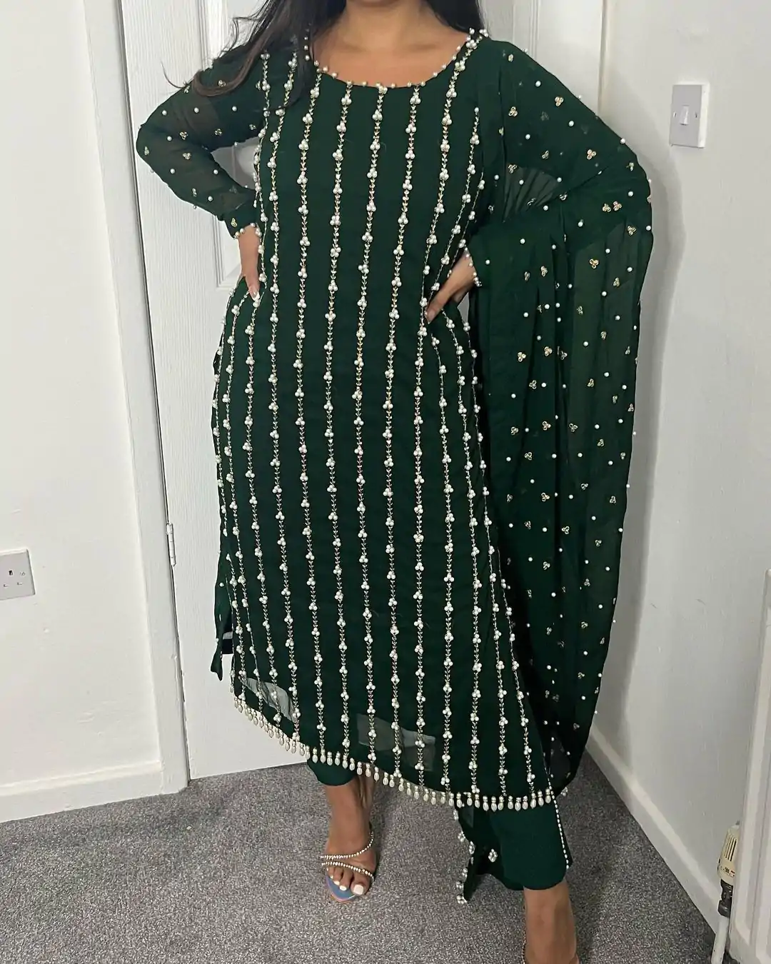 RTC 5731 Green Color Georgette Thread Rivet Moti Salwar Suit Casual, Wedding, Party, Festive, Events. Expected Delivery 4-6 Working Days @2449/- | Kurti, Bollywood Kurti, Creative Kurtis, Designer Kurti, Party Wear Kurti, Selfie Kurti