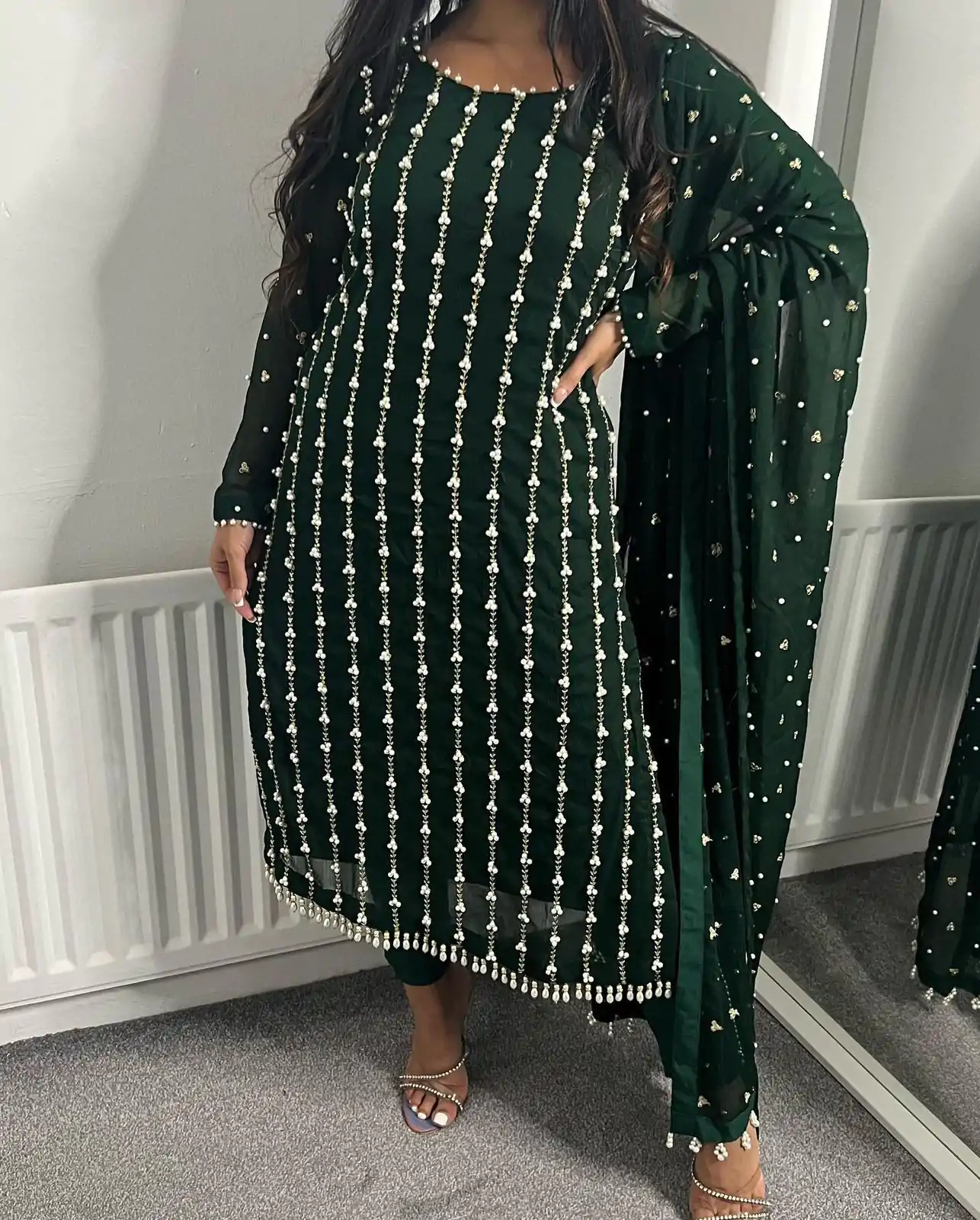 RTC 5731 Green Color Georgette Thread Rivet Moti Salwar Suit Casual, Wedding, Party, Festive, Events. Expected Delivery 4-6 Working Days @2449/- | Kurti, Bollywood Kurti, Creative Kurtis, Designer Kurti, Party Wear Kurti, Selfie Kurti