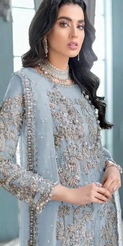 FC MARIA 1032 Light Blue Color Organza Embroidery Sequence Salwar Suit Wedding, Party, Festive events, etc.  Expected Delivery  4-6 Working Days @2099/- | Jump Suits, Salwar suit, Designer Suits, Casual Suits, Creative suits, Palazzo Suits, Party Wear Suits, Patiala Suits, Straight Suits