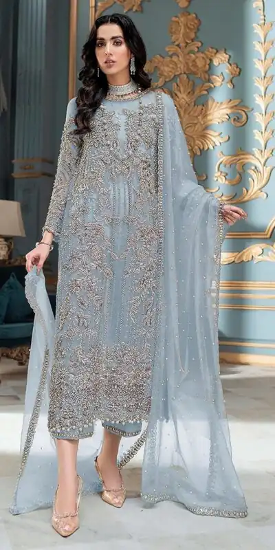 FC MARIA 1032 Light Blue Color Organza Embroidery Sequence Salwar Suit Wedding, Party, Festive events, etc. Expected Delivery 4-6 Working Days @2099/- | Jump Suits, Salwar suit, Designer Suits, Casual Suits, Creative suits, Palazzo Suits, Party Wear Suits, Patiala Suits, Straight Suits