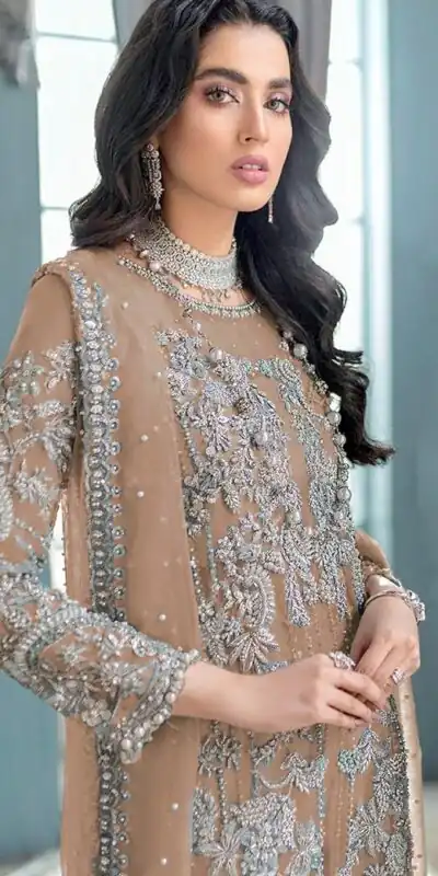 FC MARIA 1032 Light Brown Color Organza Embroidery Sequence Salwar Suit Wedding, Party, Festive events, etc.  Expected Delivery  4-6 Working Days @2099/- | Jump Suits, Salwar suit, Designer Suits, Casual Suits, Creative suits, Palazzo Suits, Party Wear Suits, Patiala Suits, Straight Suits