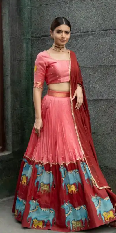 PC 418 Pink Color Pure Chinon Kalamkari Printed Lehenga Choli Casual, Party Wear, Events, Festivals Wear Etc. Expected Delivery 4-6 Working Days @2129/- | Lehenga, Bollywood Lehenga, Creative Lehenga, Designer Lehenga, Embroidered Lehenga, Party Wear Lehenga