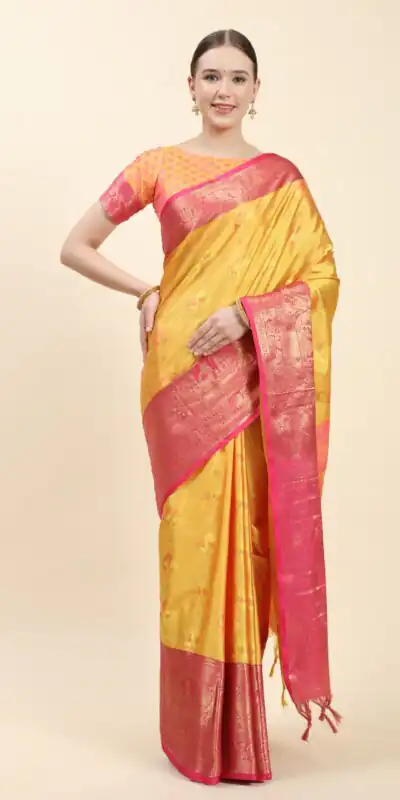 MB™️3251 Yellow Color Soft Kanjivaram Pattu Self Jacquard Saree Casual, Wedding, Party, Festival, Events, Expected Delivery 4-6 Working Days @1699/- | Sarees, Bollywood Sarees, Creative Sarees, Designer Sarees, Embroidered Sarees, Ethnic Saree, Modern Digital sarees, Party Wear Sarees