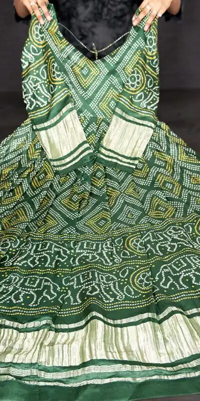 YNF 5020 Green Color Gaji Silk Bandhani Printed Work Gown Casual, Wedding, Festive, Events, Designer Party Wear, Delivery 4-6 Working Days @4799 | Gowns, Bollywood Gowns, Creative Gowns, Designer Gowns, Embroidered Gowns, Party Wear Gowns