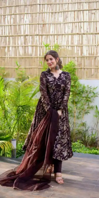 RTC 5529 Coffee Color Georgette Digital Printed Salwar Suit Wedding, Party, Festive, Events Etc. Expected Delivery 4-6 Working Days @1499/- | Jump Suits, Salwar suit, Designer Suits, Casual Suits, Creative suits, Palazzo Suits, Party Wear Suits, Patiala Suits, Straight Suits