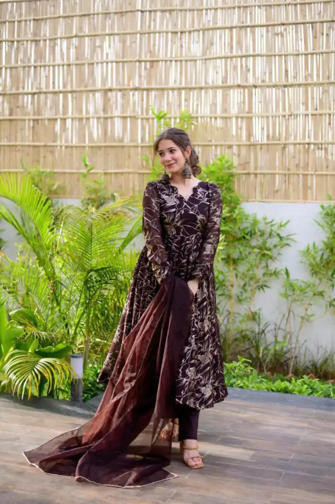 RTC 5529 Coffee Color Georgette Digital Printed Salwar Suit Wedding, Party, Festive, Events Etc. Expected Delivery 4-6 Working Days @1499/- | Jump Suits, Salwar suit, Designer Suits, Casual Suits, Creative suits, Palazzo Suits, Party Wear Suits, Patiala Suits, Straight Suits