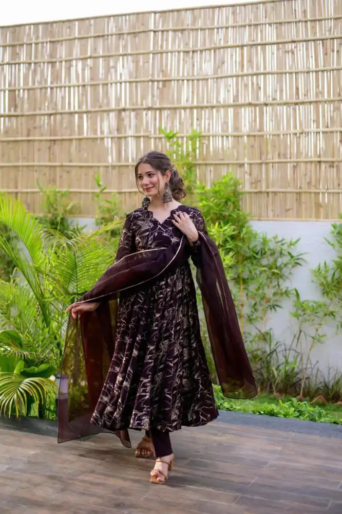 RTC 5529 Coffee Color Georgette Digital Printed Salwar Suit Wedding, Party, Festive, Events Etc. Expected Delivery 4-6 Working Days @1499/- | Jump Suits, Salwar suit, Designer Suits, Casual Suits, Creative suits, Palazzo Suits, Party Wear Suits, Patiala Suits, Straight Suits