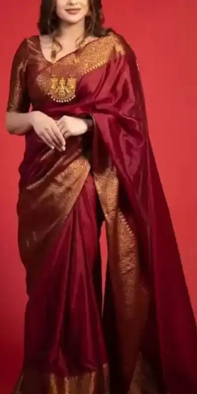 KP 3042 Maroon  Color Soft Lichi Silk Jacquard On All Over Saree Casual, Party Wear, Wedding, Events Etc. Expected Delivery 4-6 Working Days @1349/- | Sarees, Bollywood Sarees, Creative Sarees, Designer Sarees, Embroidered Sarees, Ethnic Saree, Modern Digital sarees, Party Wear Sarees