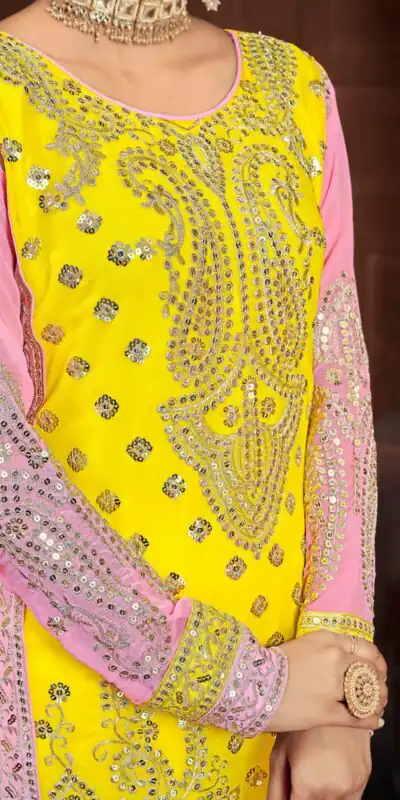 NSR 796 Yellow Color Heavy Georgette Embroidery Salwar Suit Casual, Party Festive, Events Etc. Expected Delivery 4-6 Working Days @2099/ | Jump Suits, Salwar suit, Designer Suits, Casual Suits, Creative suits, Palazzo Suits, Party Wear Suits, Patiala Suits, Straight Suits