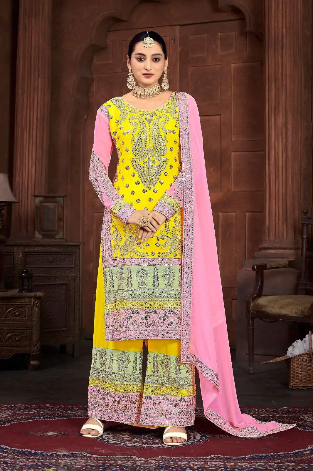 NSR 796 Yellow Color Heavy Georgette Embroidery Salwar Suit Casual, Party Festive, Events Etc. Expected Delivery 4-6 Working Days @2099/ | Jump Suits, Salwar suit, Designer Suits, Casual Suits, Creative suits, Palazzo Suits, Party Wear Suits, Patiala Suits, Straight Suits