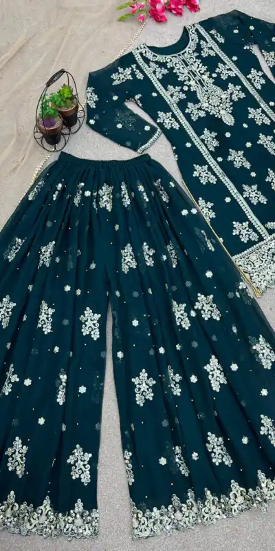 SRK 5004 Green Color Georgette Embroidery Salwar Suit Wedding, Party, Festive, Events Expected Delivery 4-6 Working Days @ 1949/- | Jump Suits, Salwar suit, Designer Suits, Casual Suits, Creative suits, Palazzo Suits, Party Wear Suits, Patiala Suits, Straight Suits