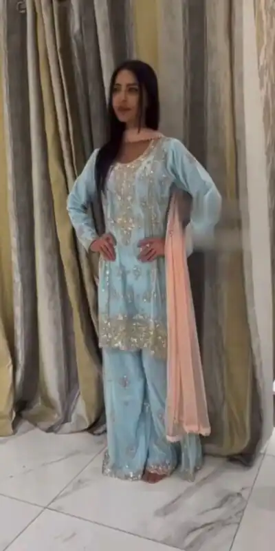 SRK 5004 Light Sky Blue Color Georgette Embroidery Salwar Suit Wedding, Party, Festive, Events Expected Delivery 4-6 Working Days @ 1949/- | Jump Suits, Salwar suit, Designer Suits, Casual Suits, Creative suits, Palazzo Suits, Party Wear Suits, Patiala Suits, Straight Suits