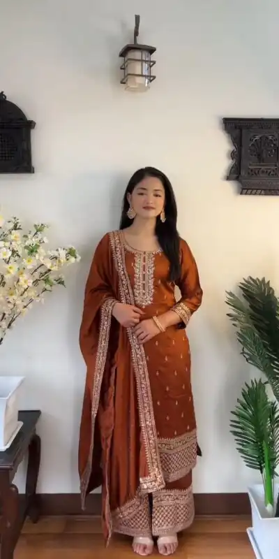 SRK 5140 Maroon Color Pure Chinnon Silk Embroidery Sequence Salwar Suit Wedding, Party, Festive, Events Expected Delivery 4-6 Working Days @ 1899/- | Jump Suits, Salwar suit, Designer Suits, Casual Suits, Creative suits, Palazzo Suits, Party Wear Suits, Patiala Suits, Straight Suits