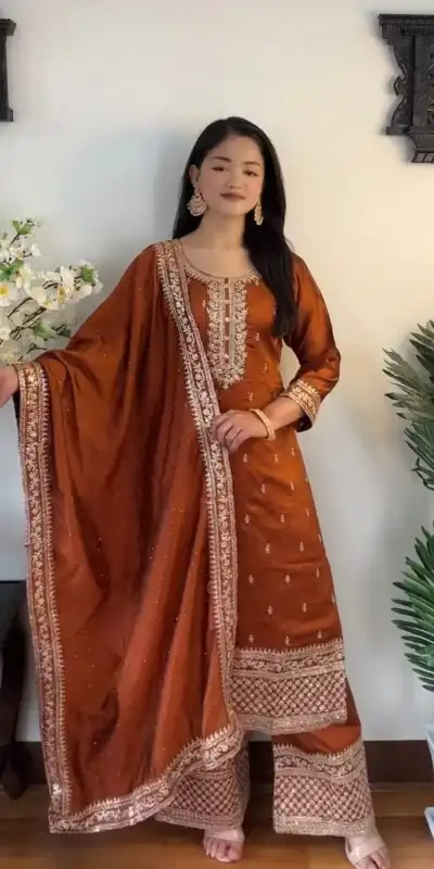 SRK 5140 Maroon Color Pure Chinnon Silk Embroidery Sequence Salwar Suit Wedding, Party, Festive, Events Expected Delivery 4-6 Working Days @ 1899/- | Jump Suits, Salwar suit, Designer Suits, Casual Suits, Creative suits, Palazzo Suits, Party Wear Suits, Patiala Suits, Straight Suits