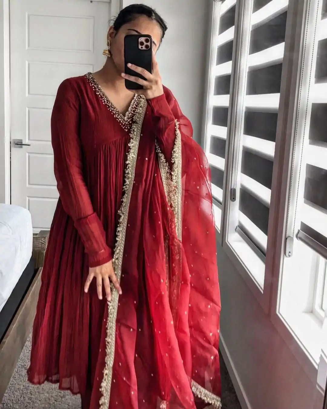 AD 152 Red Color Pure Chinon Silk Embroidery Gown Fancy Full Sleeve Wedding, Party, Festive, Events Etc. Expected Delivery  4-6 Working Days @1799/ | Jump Suits, Salwar suit, Designer Suits, Casual Suits, Creative suits, Palazzo Suits, Party Wear Suits, Patiala Suits, Straight Suits