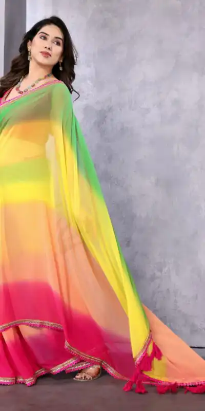 Jr Pop Multi  : Faux Peding Georgette Party, Wedding, Festive, Events Etc. 4-6 Working Days @1549/- Only | Sarees, Bollywood Sarees, Creative Sarees, Designer Sarees, Embroidered Sarees, Ethnic Saree, Modern Digital sarees, Party Wear Sarees