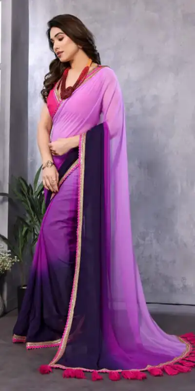 Jr Pop Purple : Faux Peding Georgette Party, Wedding, Festive, Events Etc. 4-6 Working Days @1549/- Only | Sarees, Bollywood Sarees, Creative Sarees, Designer Sarees, Embroidered Sarees, Ethnic Saree, Modern Digital sarees, Party Wear Sarees