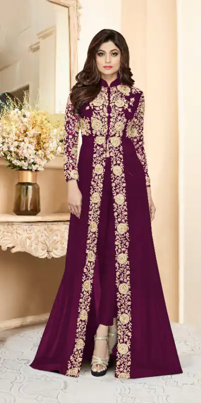 Fc Shamita 8001 Purple Color Heavy Fox Georgette Embroidery Sequence Anarkali Suit Wedding, Party, Festive, Events Etc.4-6 Working Days @ 1999/- only | Anarkali Suits, Bollywood Anarkali, Creative-Anarkali, Designer Anarkali, Embroidered Anarkali, Party Wear Anarkali