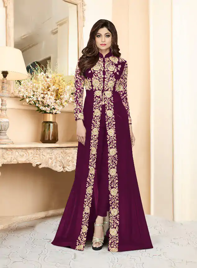 Fc Shamita 8001 Purple Color Heavy Fox Georgette Embroidery Sequence Anarkali Suit Wedding, Party, Festive, Events Etc.4-6 Working Days @ 1999/- only | Anarkali Suits, Bollywood Anarkali, Creative-Anarkali, Designer Anarkali, Embroidered Anarkali, Party Wear Anarkali