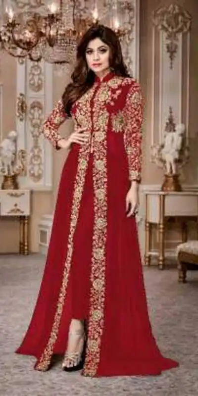 Fc Shamita 8001 Red Color Heavy Fox Georgette Embroidery Sequence Anarkali Suit Wedding, Party, Festive, Events Etc.4-6 Working Days @ 1999/- only | Anarkali Suits, Bollywood Anarkali, Creative-Anarkali, Designer Anarkali, Embroidered Anarkali, Party Wear Anarkali