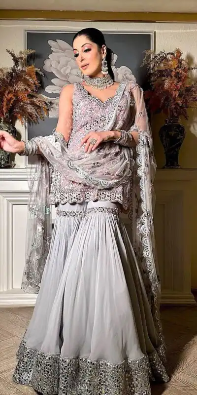 RTC 5760 Grey Color Fancy Georgette thread Sequence Work Sharara Suit Casual, Wedding, Party, Festive, Events Etc. Expected Delivery 4-6 Working Days @2549/ | Jump Suits, Salwar suit, Designer Suits, Casual Suits, Creative suits, Palazzo Suits, Party Wear Suits, Patiala Suits, Straight Suits