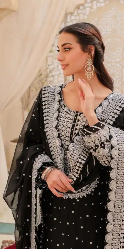 RTC 5766 Black Color Georgette Thread With Sequence Lehenga Choli Wedding, Party, Festive, Events Etc.   Expected Delivery 4-6 Working Days @2999/- | Lehenga, Bollywood Lehenga, Creative Lehenga, Designer Lehenga, Embroidered Lehenga, Party Wear Lehenga