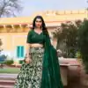 Pretty Green Color Tussar Silk Floral & Foil Printed Lehenga Choli