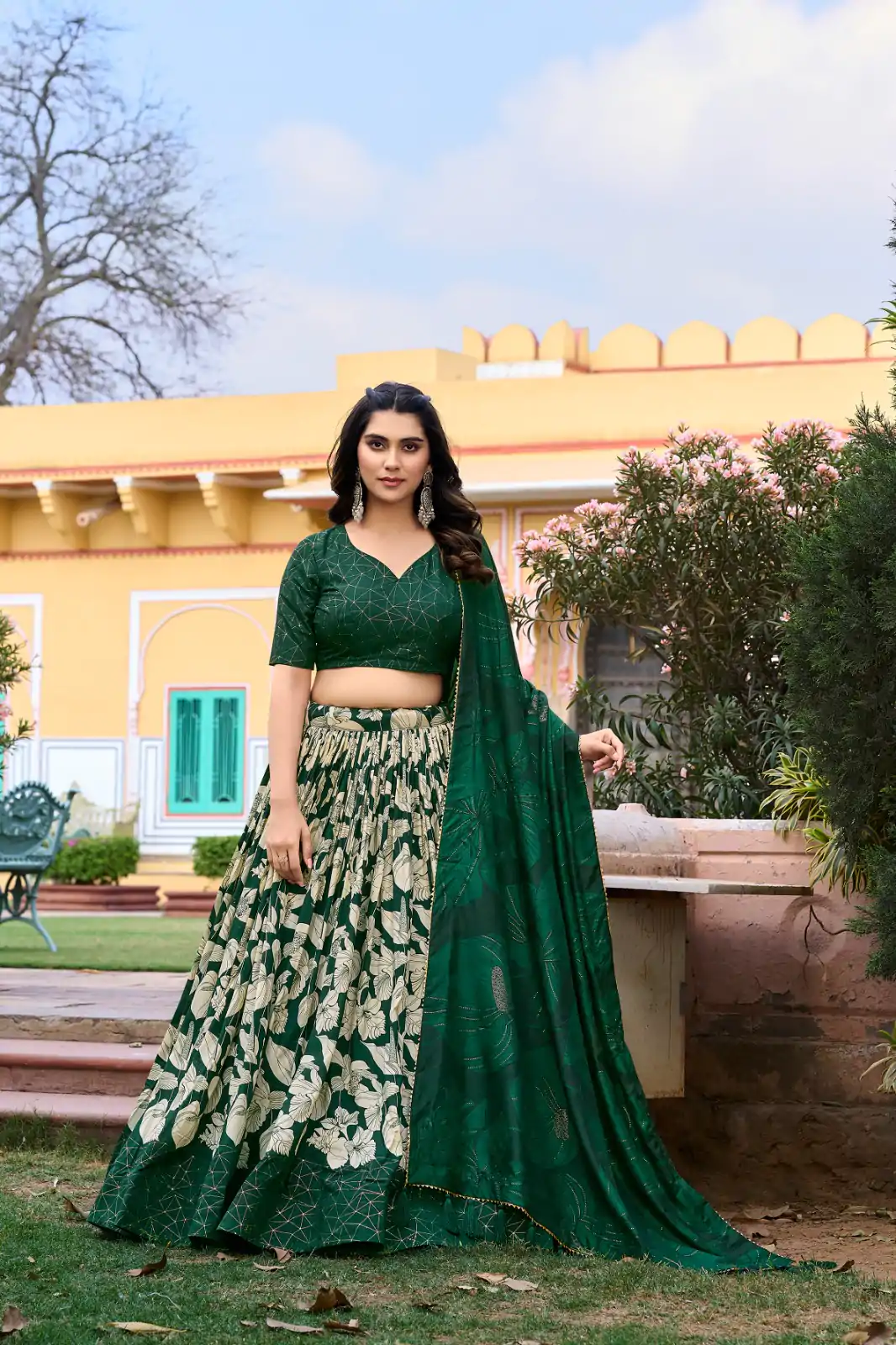 LNB 1213 Green Color Pretty Tussar Silk Floral And Foil Printed Lehenga Choli Wedding, Festive, Events Expected Delivery 4-6 Working Days@2449/- Only | Lehenga, Bollywood Lehenga, Creative Lehenga, Designer Lehenga, Embroidered Lehenga, Party Wear Lehenga