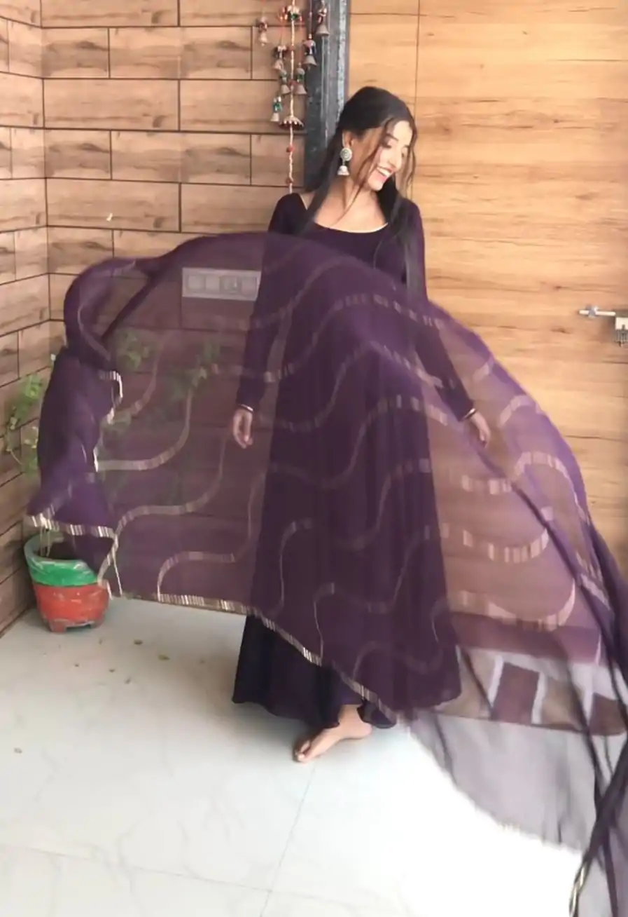 RTC 5600 Wine Color Splendorous Georgette Lace Border Anarkali Suit Casual, Wedding, Party, Festive, Events. Expected Delivery 4-6 Working Days @2049/- | Anarkali Suits, Bollywood Anarkali, Creative-Anarkali, Designer Anarkali, Embroidered Anarkali, Party Wear Anarkali