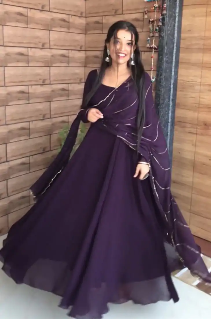 RTC 5600 Wine Color Splendorous Georgette Lace Border Anarkali Suit Casual, Wedding, Party, Festive, Events. Expected Delivery 4-6 Working Days @2049/- | Anarkali Suits, Bollywood Anarkali, Creative-Anarkali, Designer Anarkali, Embroidered Anarkali, Party Wear Anarkali