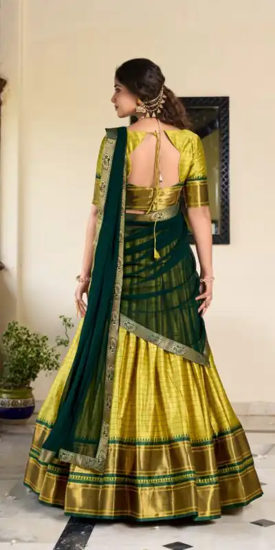 LNB 2050 Parrot Green Color Graceful Cotton Silk Weaving Paithani Concept Lehenga Choli Wedding, Festive, Events Expected Delivery 4-6 Working Days@2049/- | Lehenga, Bollywood Lehenga, Creative Lehenga, Designer Lehenga, Embroidered Lehenga, Party Wear Lehenga