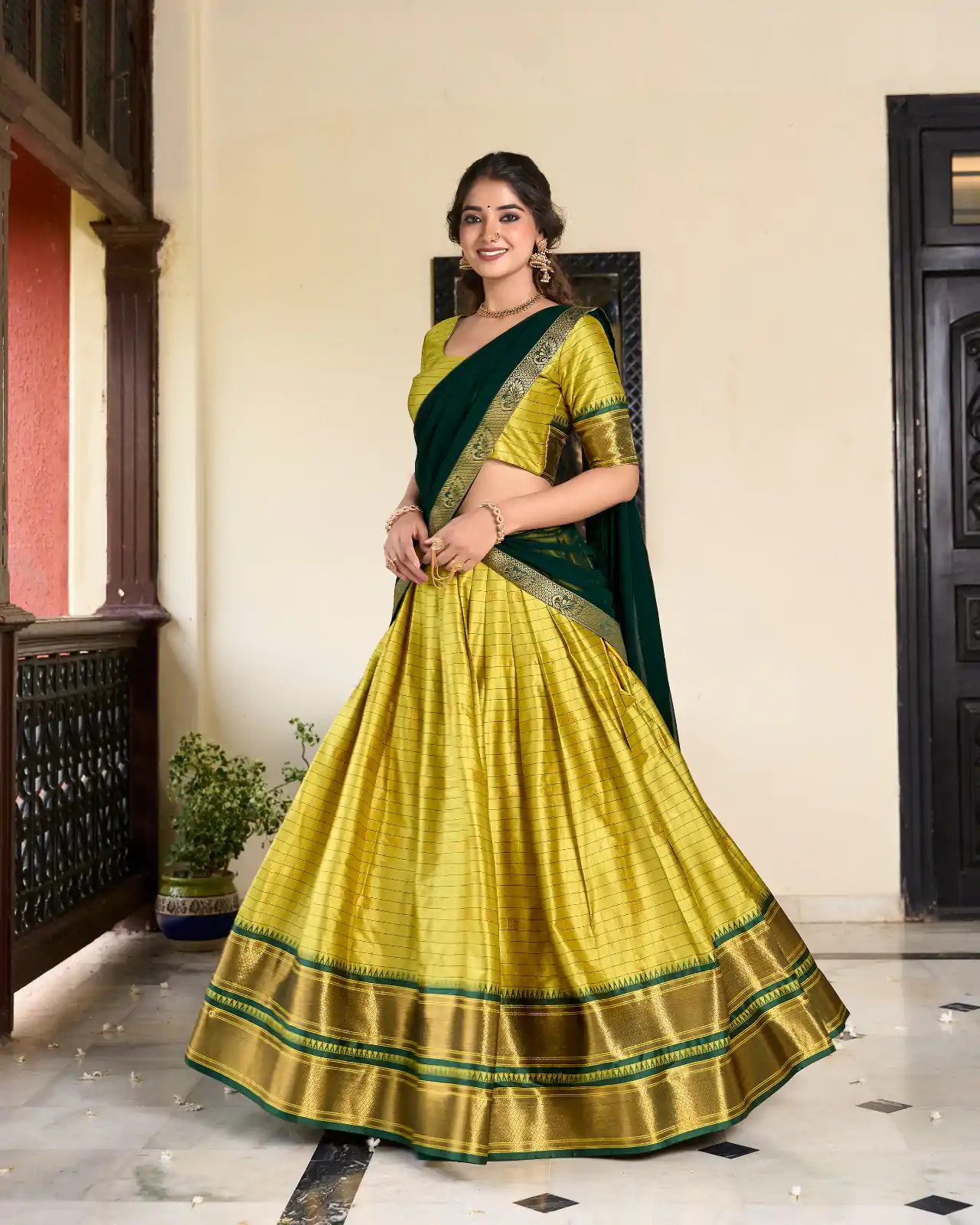 LNB 2050 Parrot Green Color Graceful Cotton Silk Weaving Paithani Concept Lehenga Choli Wedding, Festive, Events Expected Delivery 4-6 Working Days@2049/- | Lehenga, Bollywood Lehenga, Creative Lehenga, Designer Lehenga, Embroidered Lehenga, Party Wear Lehenga