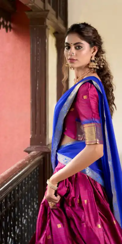 LNB 2050 Pink Graceful Pink Color Cotton Silk Weaving Paithani Concept Lehenga Choli Wedding, Festive, Events Expected Delivery 4-6 Working Days@2049/- Only | Lehenga, Bollywood Lehenga, Creative Lehenga, Designer Lehenga, Embroidered Lehenga, Party Wear Lehenga