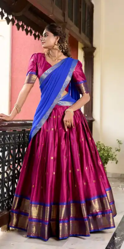 LNB 2050 Pink Graceful Pink Color Cotton Silk Weaving Paithani Concept Lehenga Choli Wedding, Festive, Events Expected Delivery 4-6 Working Days@2049/- Only | Lehenga, Bollywood Lehenga, Creative Lehenga, Designer Lehenga, Embroidered Lehenga, Party Wear Lehenga