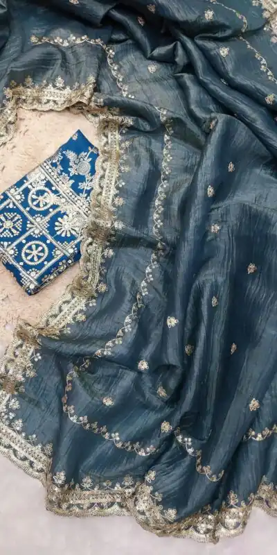 SSS 403 Blue Color Georgette Work Embroidery Work Saree Casual, Party Wear, Wedding, Events Etc.4-6 Working Days@ 2499/- only | Sarees, Bollywood Sarees, Creative Sarees, Designer Sarees, Embroidered Sarees, Ethnic Saree, Modern Digital sarees, Party Wear Sarees