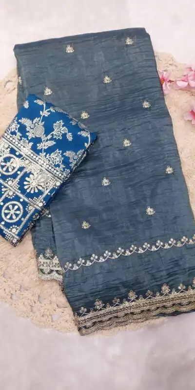 SSS 403 Blue Color Georgette Work Embroidery Work Saree Casual, Party Wear, Wedding, Events Etc.4-6 Working Days@ 2499/- only | Sarees, Bollywood Sarees, Creative Sarees, Designer Sarees, Embroidered Sarees, Ethnic Saree, Modern Digital sarees, Party Wear Sarees