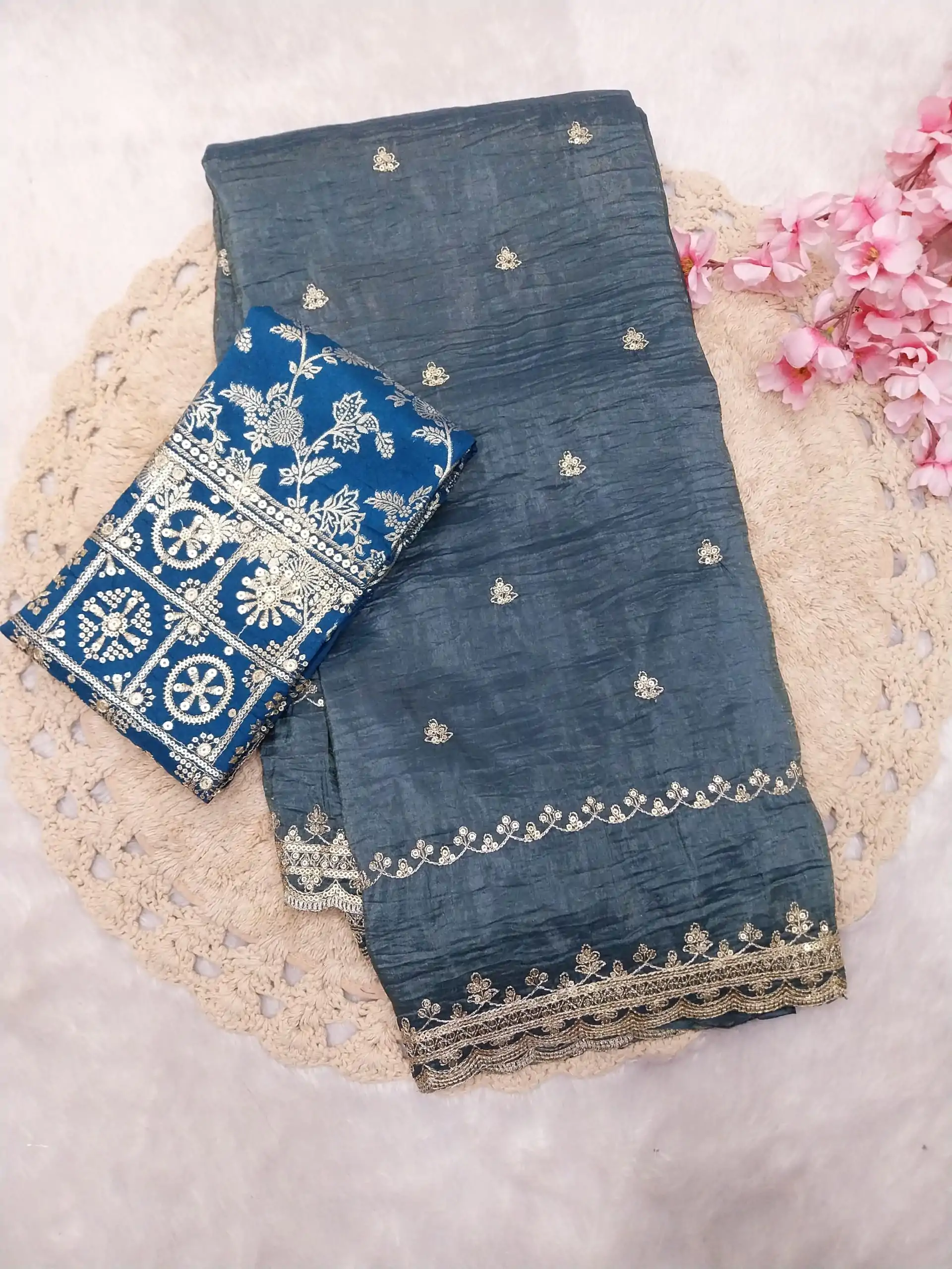 SSS 403 Blue Color Georgette Work Embroidery Work Saree Casual, Party Wear, Wedding, Events Etc.4-6 Working Days@ 2499/- only | Sarees, Bollywood Sarees, Creative Sarees, Designer Sarees, Embroidered Sarees, Ethnic Saree, Modern Digital sarees, Party Wear Sarees